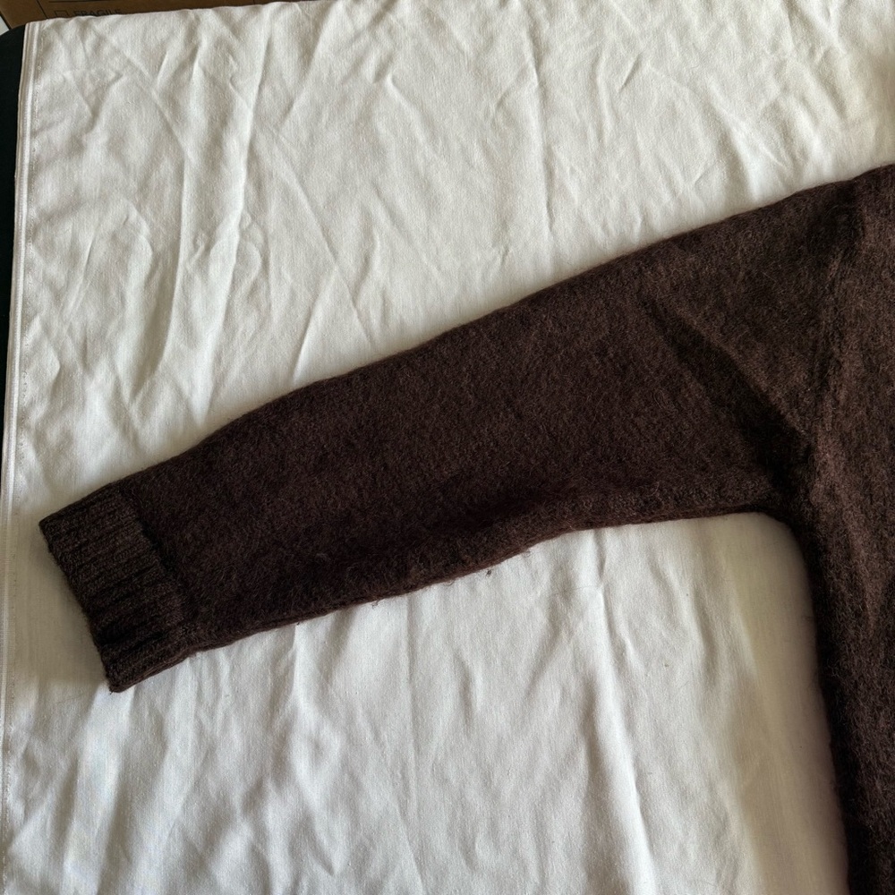 Full Zip Hooded Wool Sweater Mens Large Brown Western Native Cowichan Heavy - Picture 7 of 13